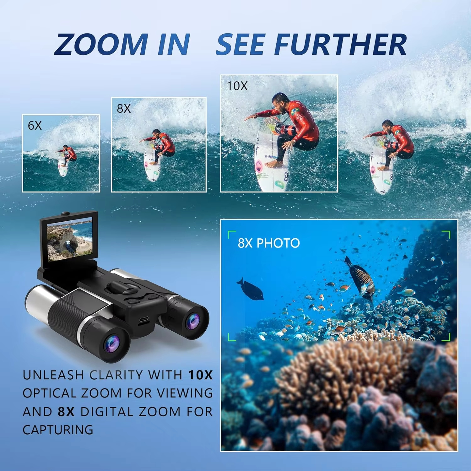 8X Digital Zoom Camera Binocul - مراجعة Outdoor Hunting Video Camera وسعره